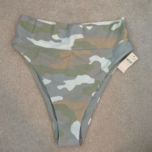 High waisted camo print cheeky bikini bottom